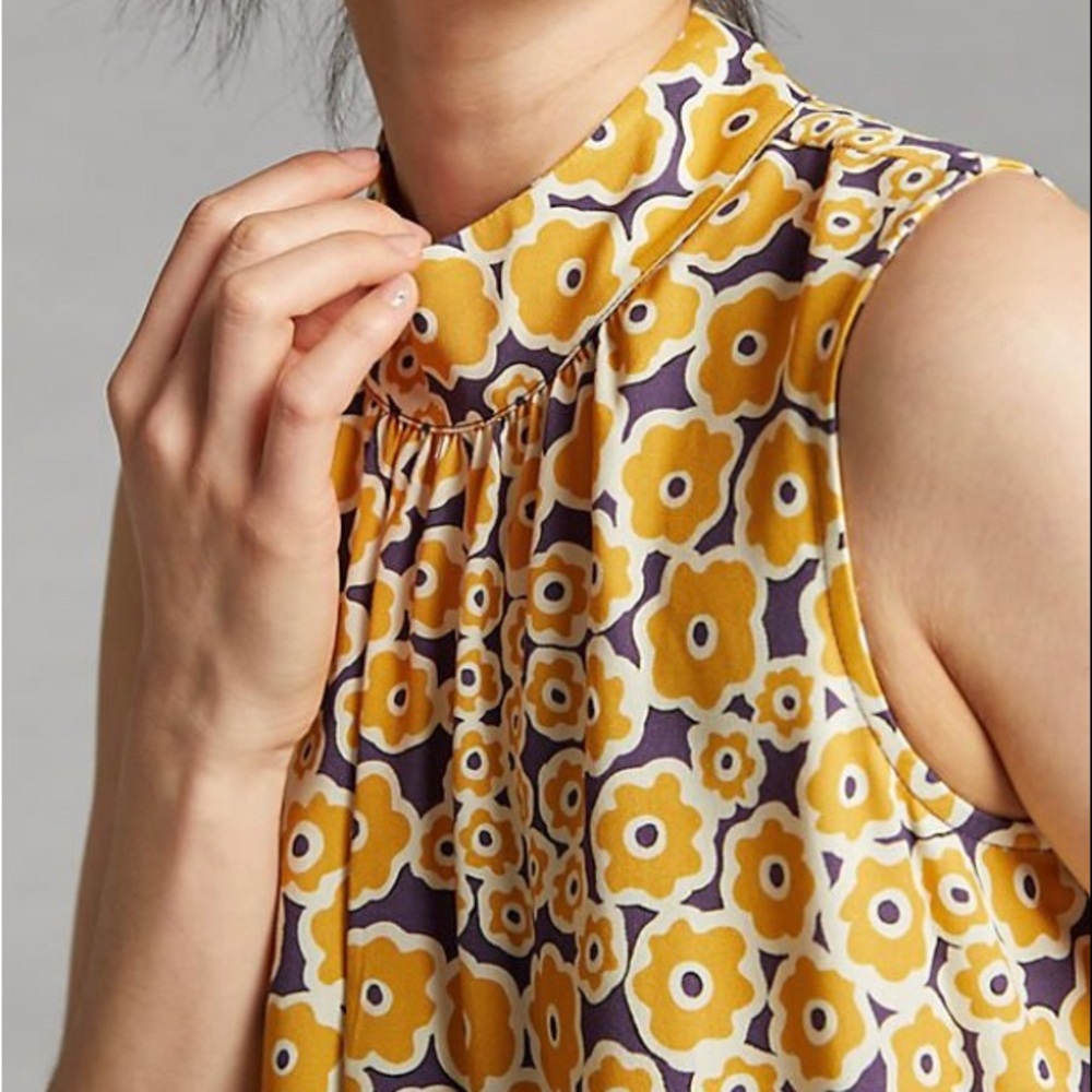 Anthropologie Yellow and Purple Floral Tank Top